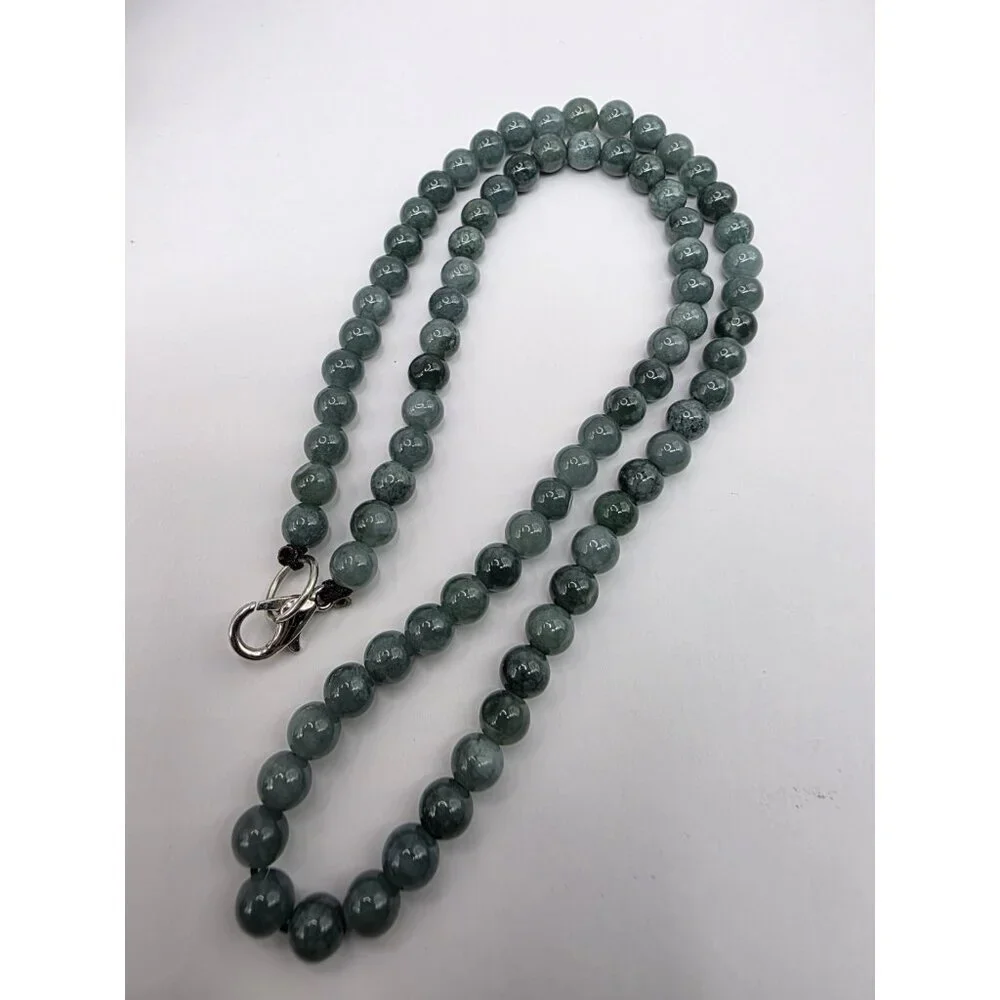 Grade A Jadeite Jade Green Round 3.8mm Beads‎ Necklace 16